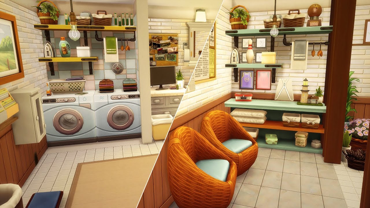 BASEMENT LAUNDRY ROOM // The Sims 4: Room Build