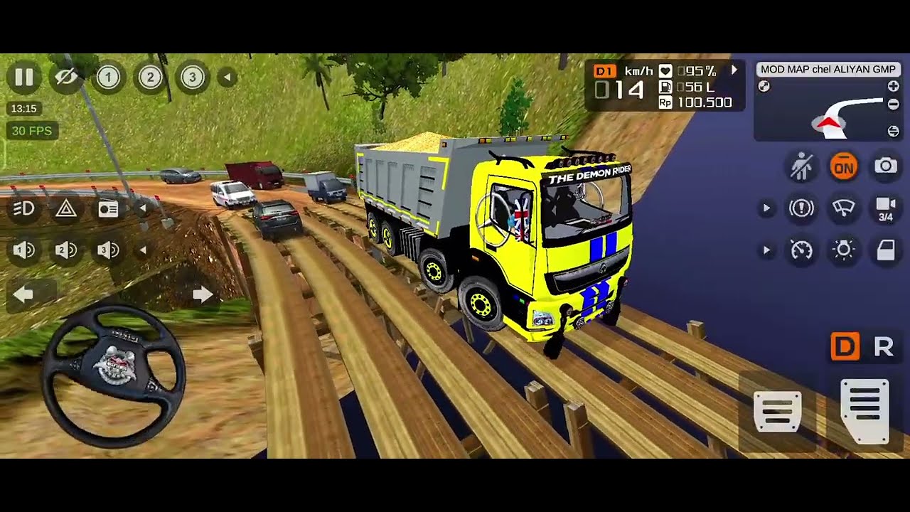 INDIAN BROKEN OFF-ROAD || BHARAT BENZ 8×8  TRUCK || MATERIAL TRANSPORT BUS SIMULATOR INDONESIA 