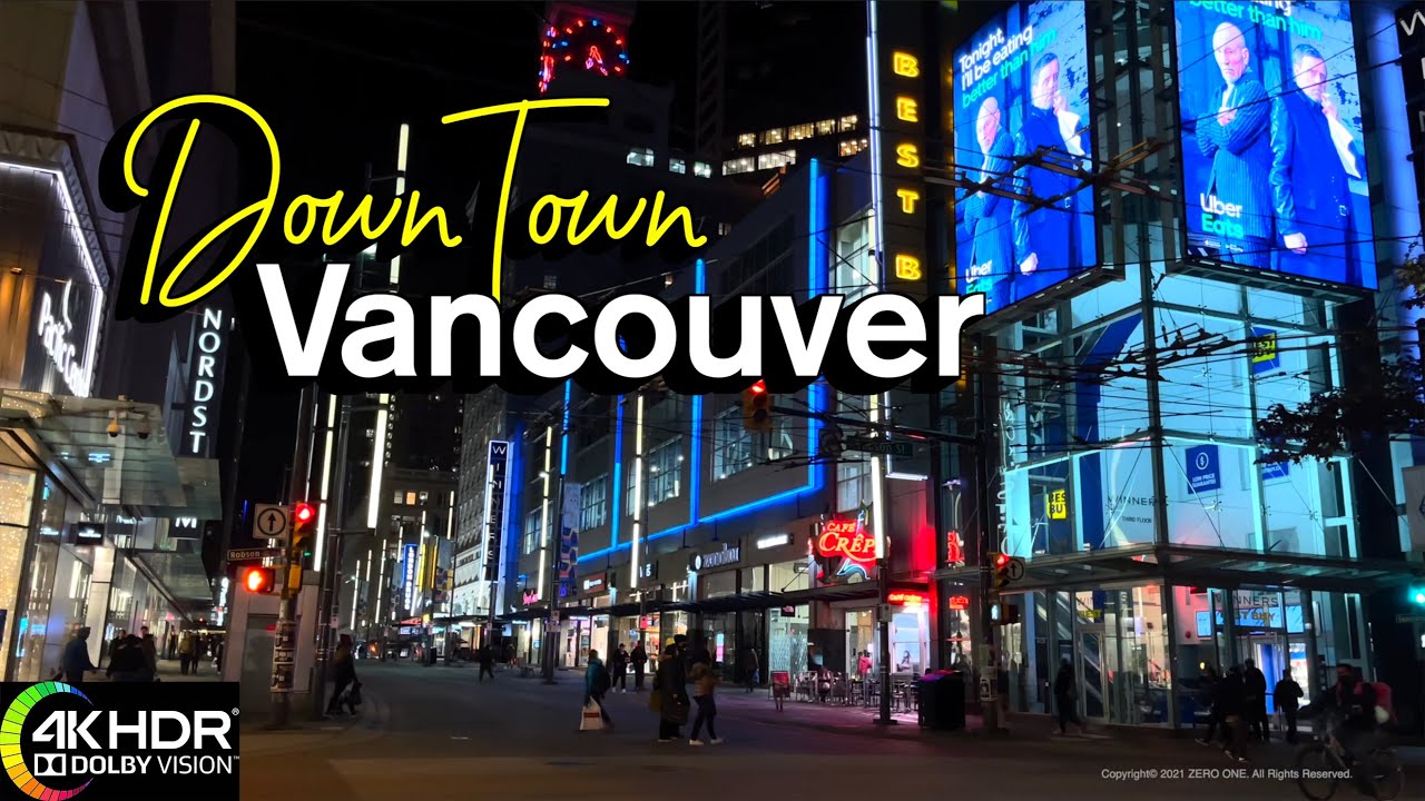 Vancouver Downtown Winter Night Walking Tour 🇨🇦 Vancouver, BC, Canada, Canada Tour, 4K HDR 60fps