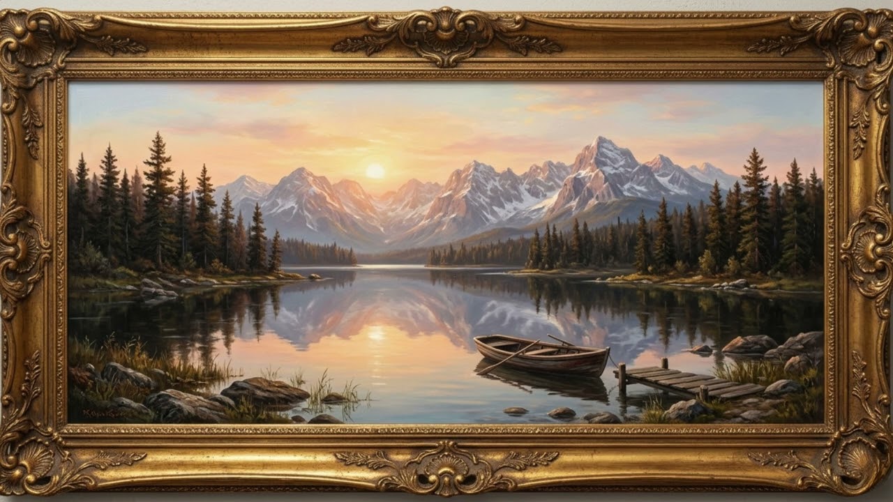 Relaxing Mountain Lake Sunrise Calm Nature Landscape  4K TV Screensaver & Peaceful Ambient Scenery