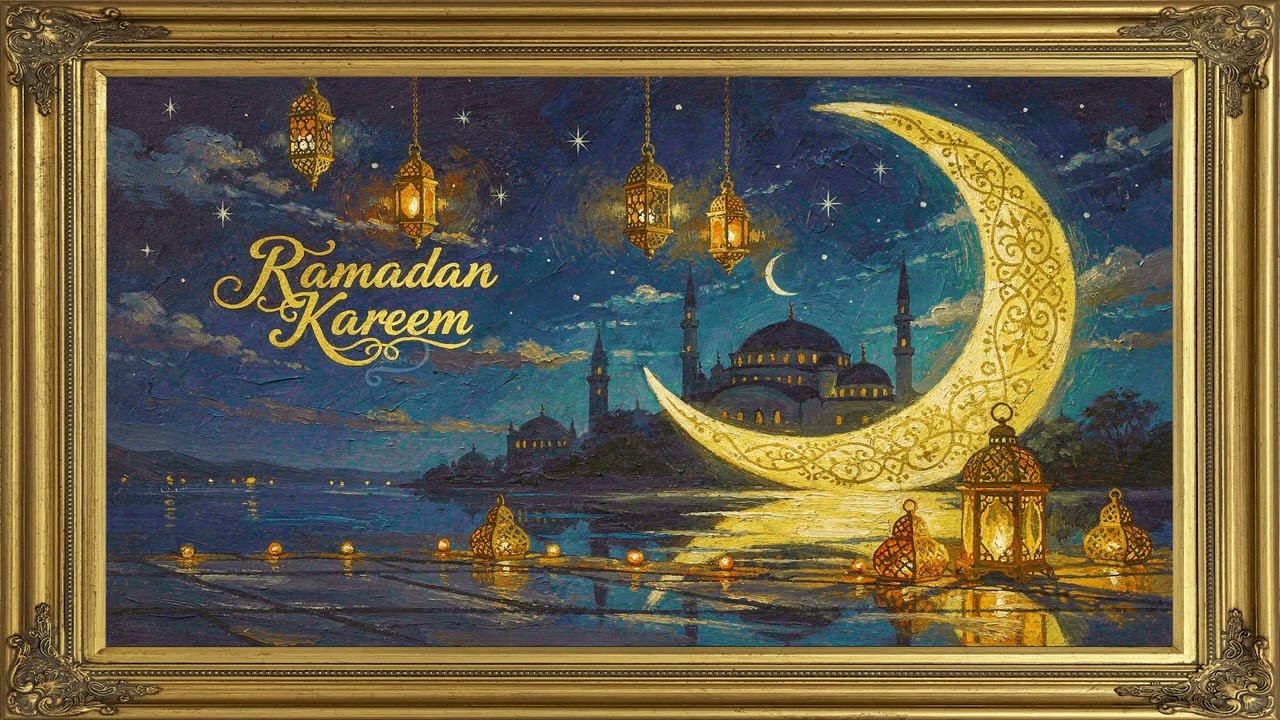 Ramazan TABLO EKRAN | Ramadan gold vintage frame| Frame TV Art | Islamic Background Music