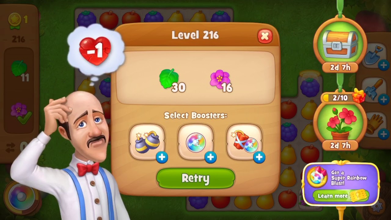 Gardenscapes Level 216 failed - Online Game