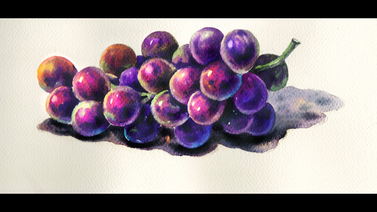 Foundation Course in Watercolor Painting 7 - Grapes  基礎水彩示範 - 葡萄