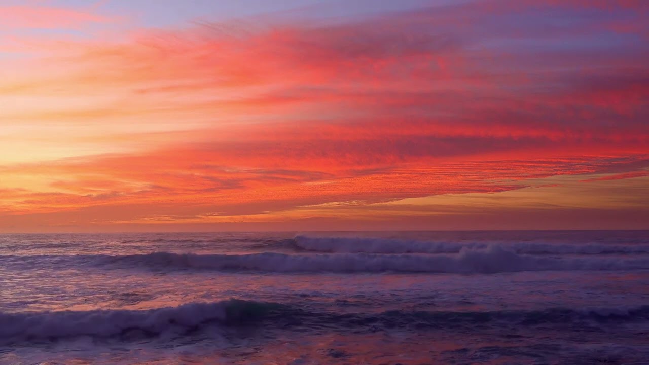 Sunset Ocean Waves Beach Sea Water Clouds Magic