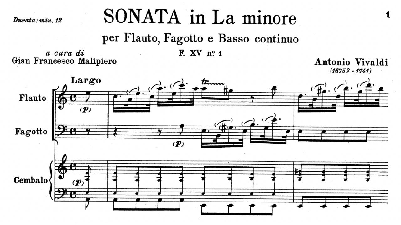 Antonio Vivaldi: Sonata for Flute and Bassoon in A Minor, RV 86