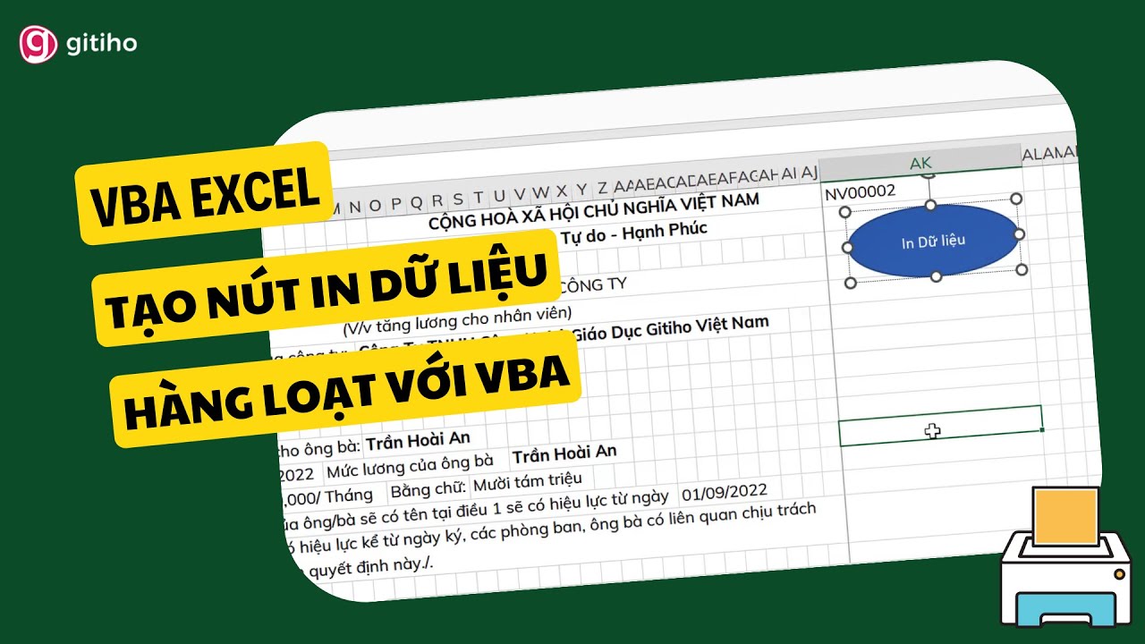 Cách in hàng loạt dữ liệu trong Excel với VBA