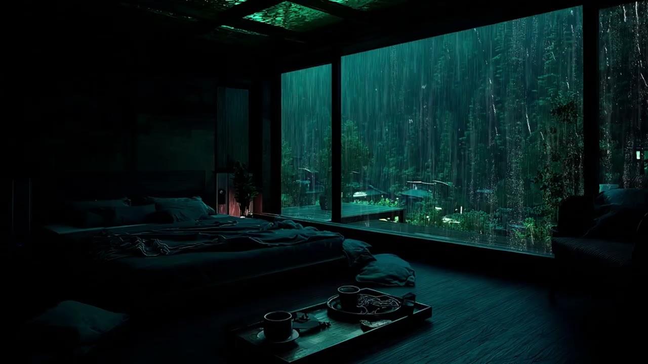Dark Woodland Rainstorm (No Ads) 🌙🌧 | Black Screen Sounds for Deep Sleep & Anxiety Relief