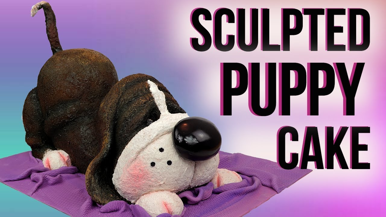 3D SCULPTED PUPPY DOG CAKE - STEP BY STEP TUTORIAL
