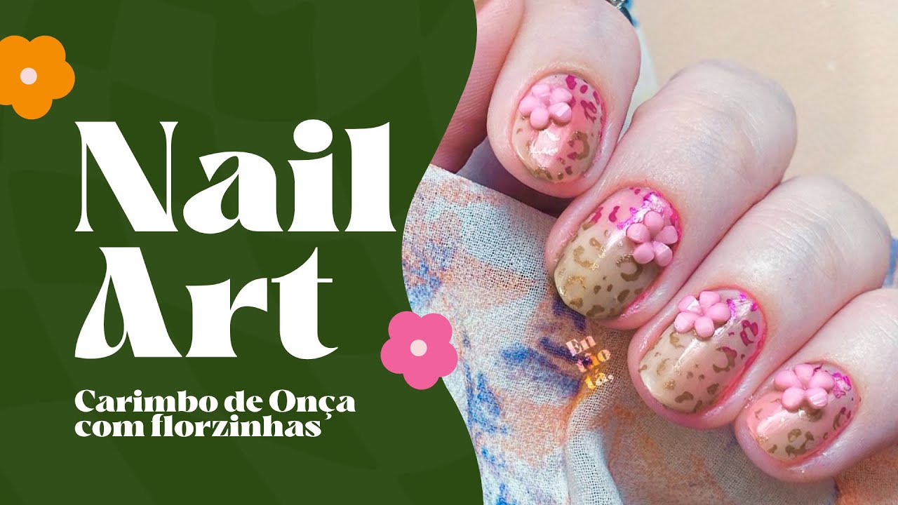 NAIL ART SUPER DELICADA COM CARIMBO E FLORZINHAS!