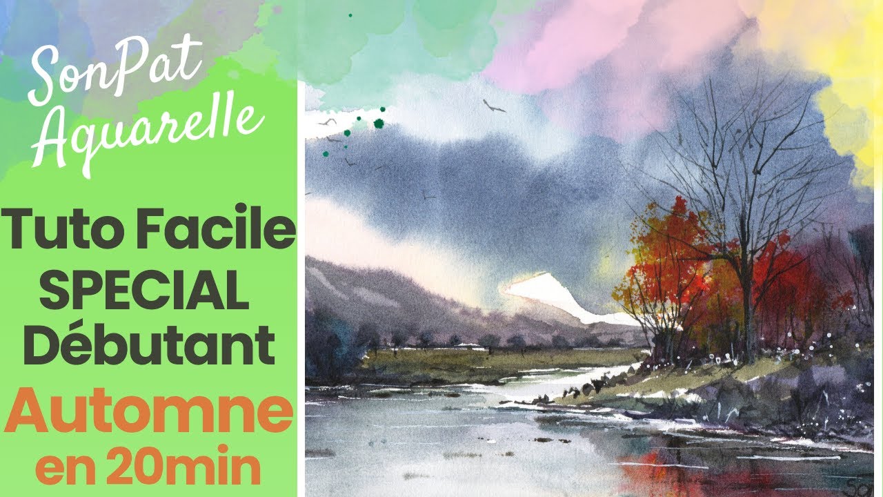 Tuto Aquarelle : Coucher de Soleil Automnal en 20 min