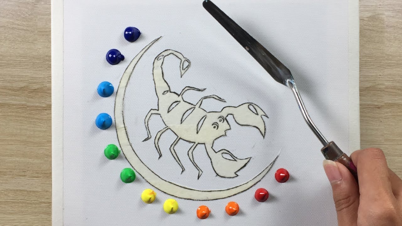 Scorpio ♏ Acrylic painting on canvas step by step / Zodiac painting Tutorial #9 / Satisfying ASMR