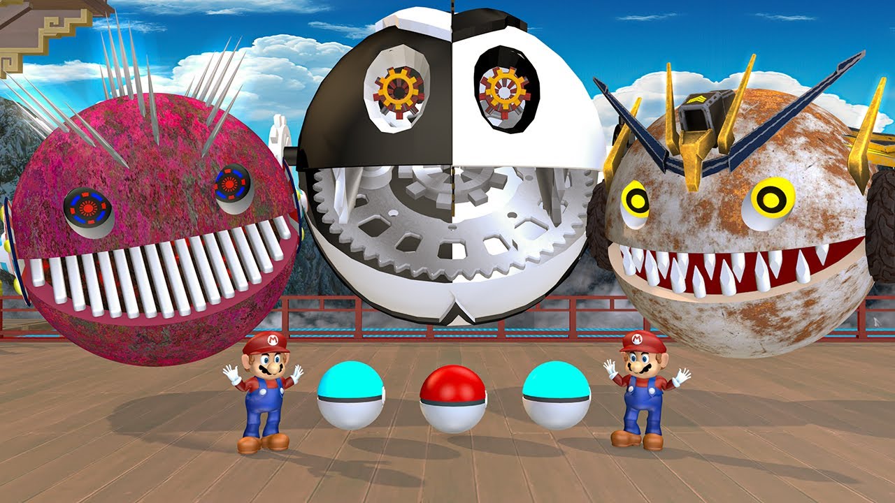 MS PACMAN & NEW RED PACMAN VS TWO YELLOW MONSTER PACMAN FIGHTING IN POKEMON #2026
