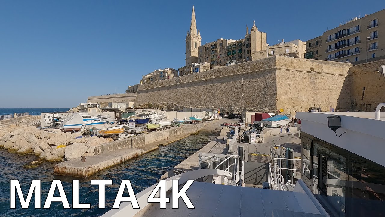 MALTA SLIEMA-VALLETTA FERRY RIDE in Autumn - N022 [4K]