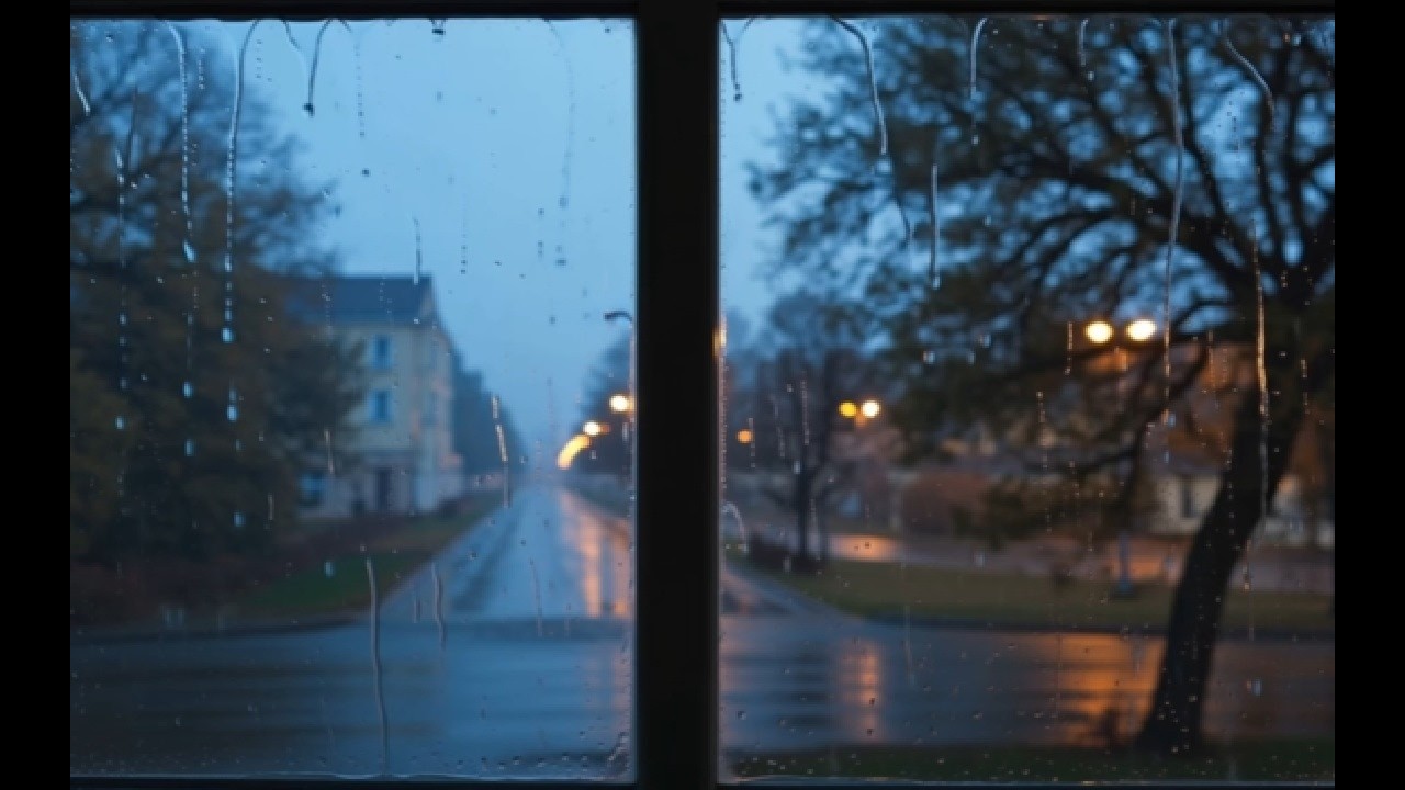 Rain on Window 🌧️ Calm Evening Neighborhood Ambience for Sleep & Relaxation
