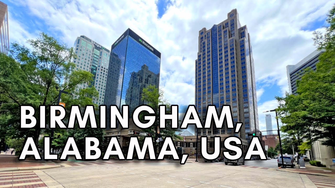 Алабама, США: Исследование центра Бирмингема - 4K тур на автомобиле