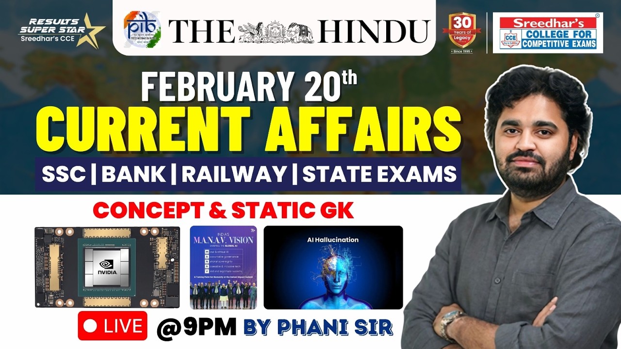 🔴Live | Daily Current Affairs in Telugu | February  20th | Latest & Important News | PHANI SIR