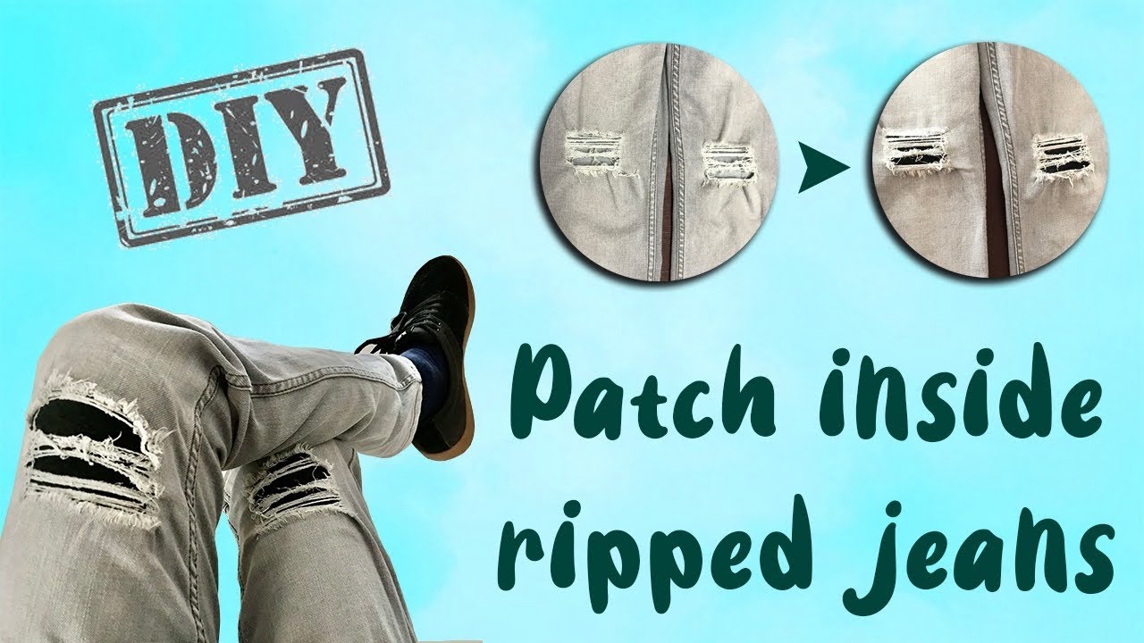 Diy patchwork inside the stretchy ripped jeans