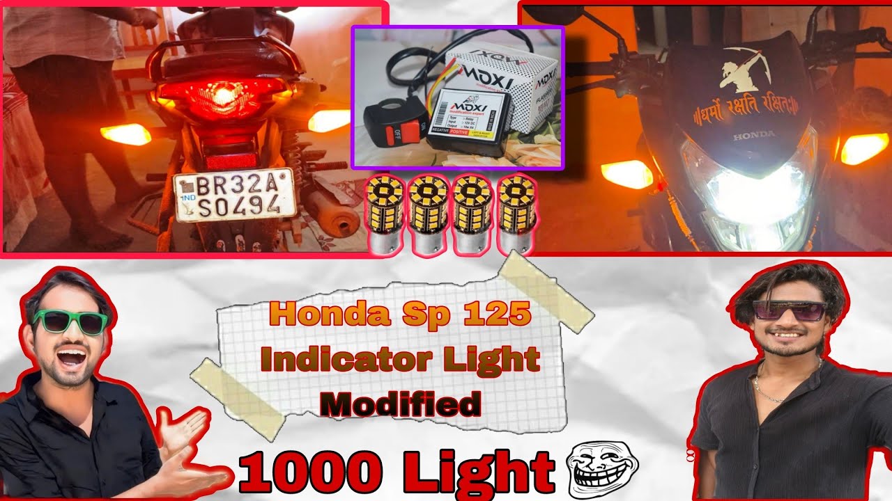 Honda Sp 125 Bs6 Me Flasher Kaise Lagaya | Honda Sp125 Indicator Light Modified🤯 #honda #moxi #light