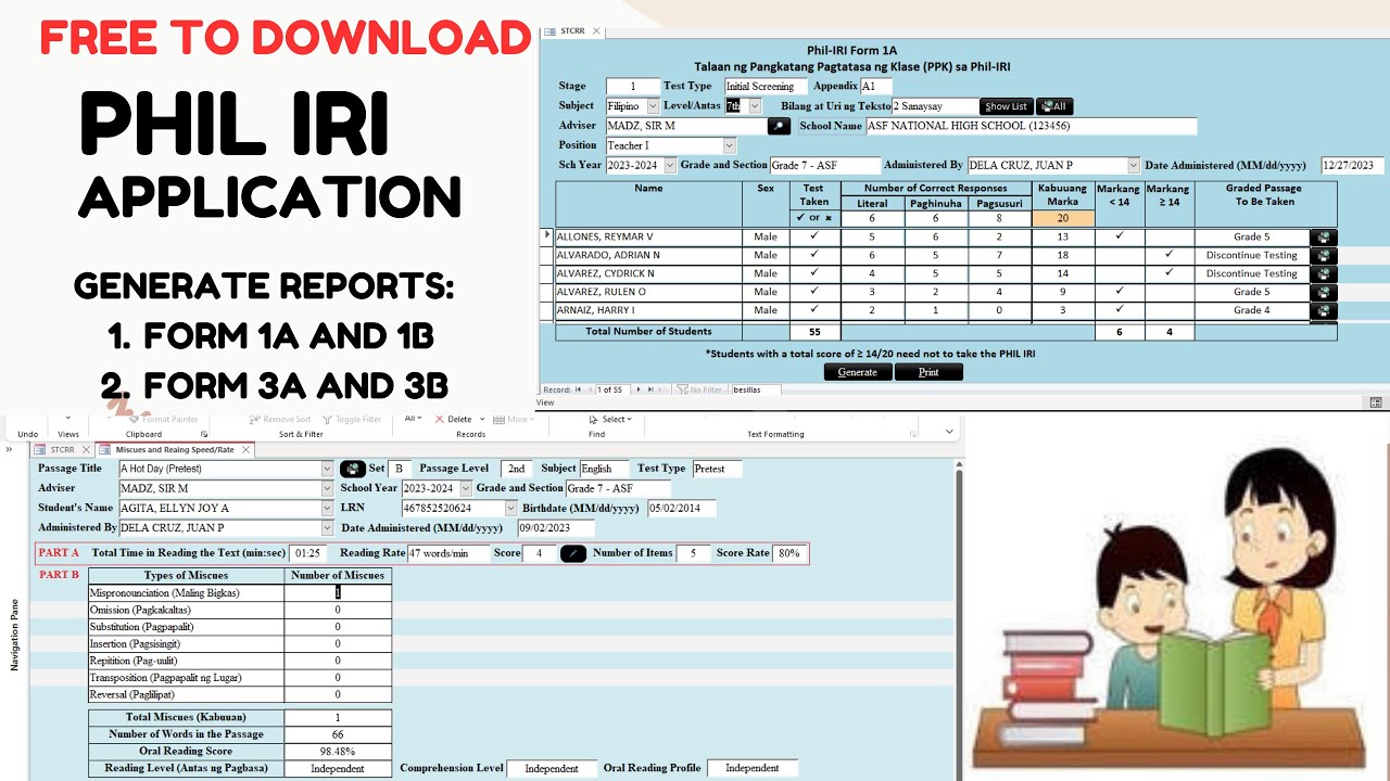 Automated Phil IRI App Reports Form 1A,  Form 1B, Form 3A, Form 3B School Year 2024-2025 ownwards
