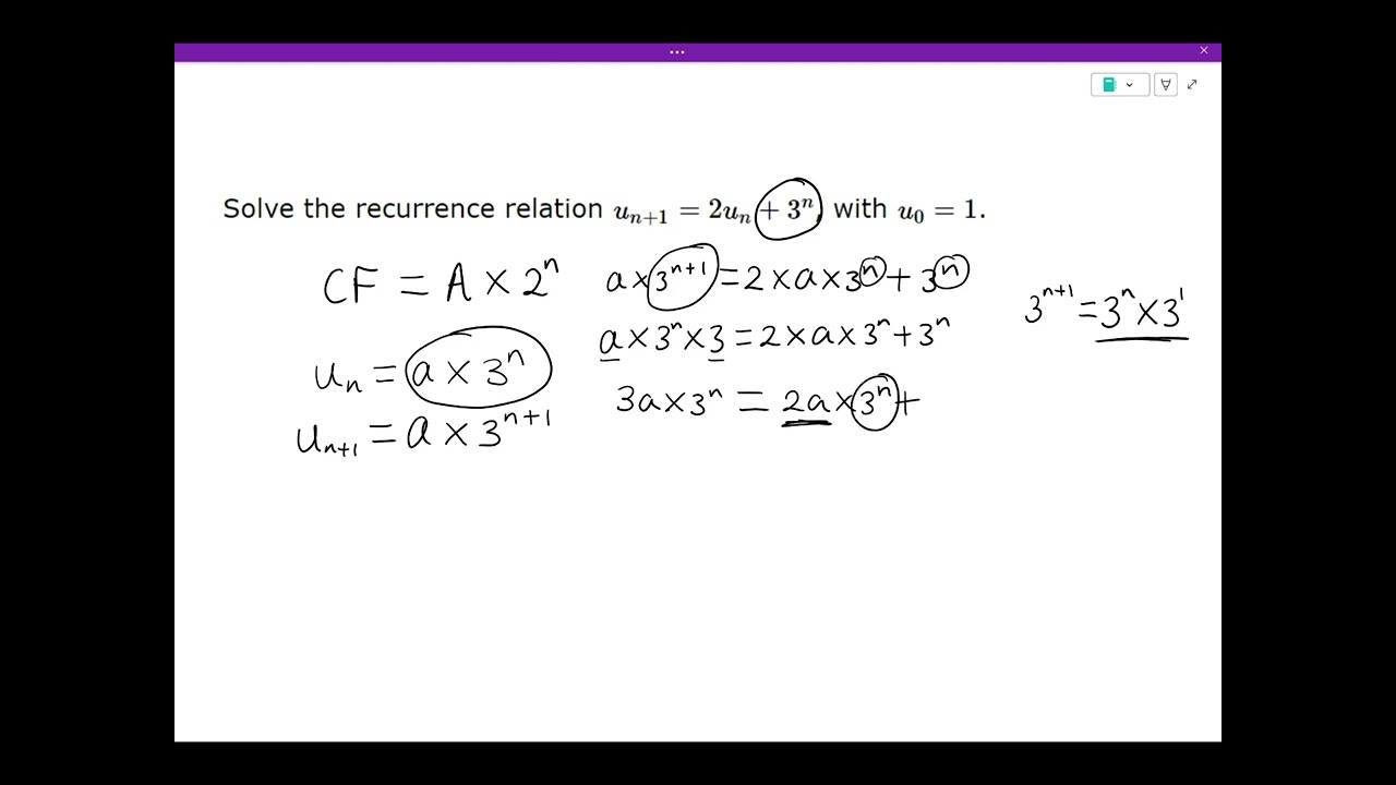 OCR FM A-Level Additional Pure: Solving a Non Homogeneous Recurrence Relation (2) - Exponential