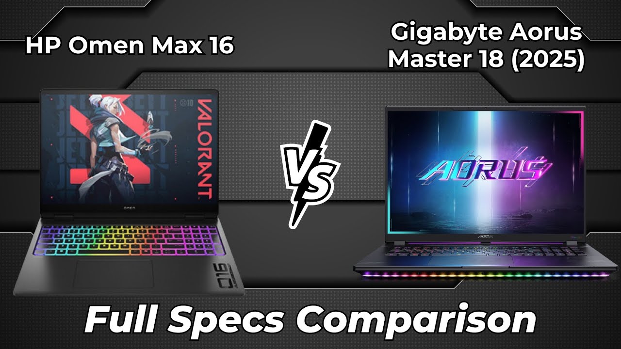 HP Omen Max 16 vs Gigabyte Aorus Master 18 2025 🔥 Full Specs Comparison