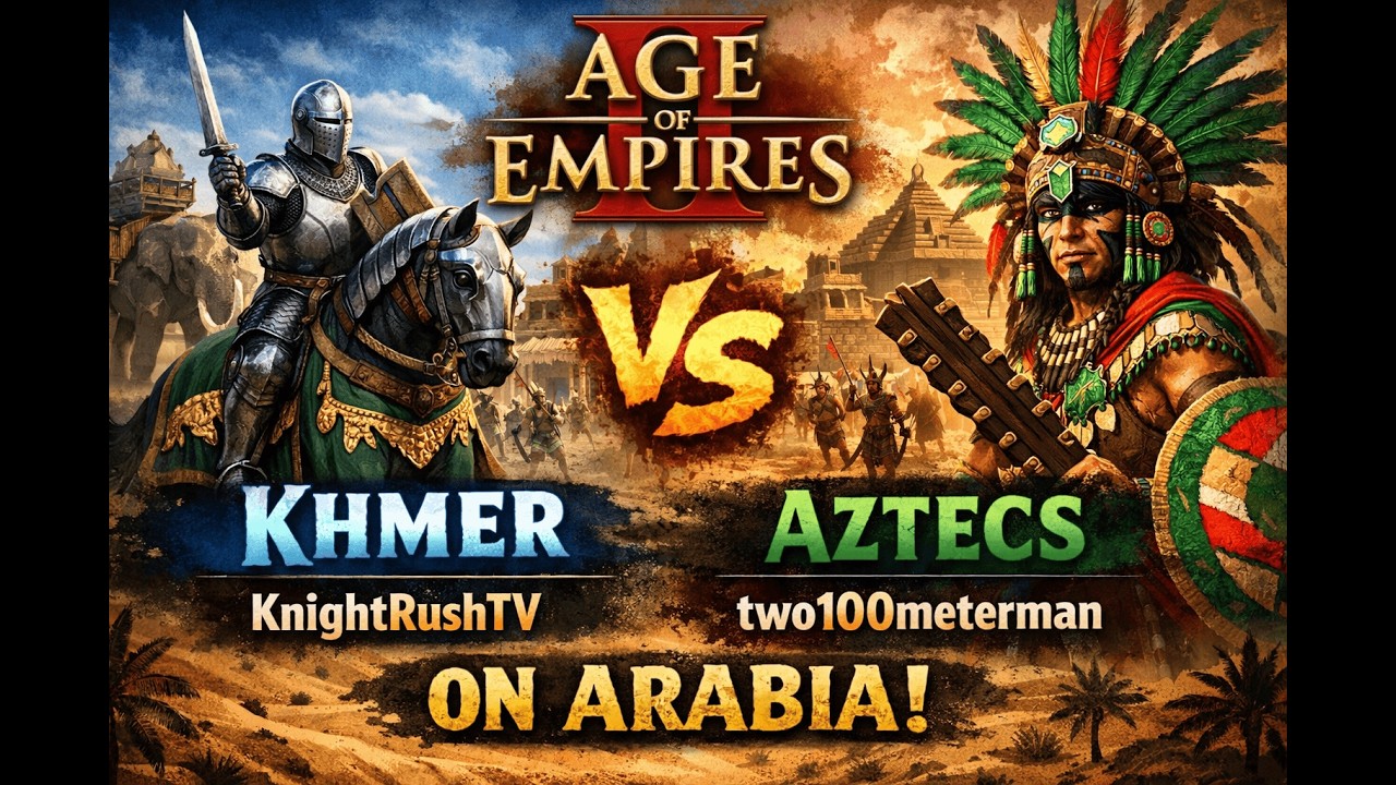 Khmer vs Aztecs | 1v1 Arabia | vs two100meterman | AoE2