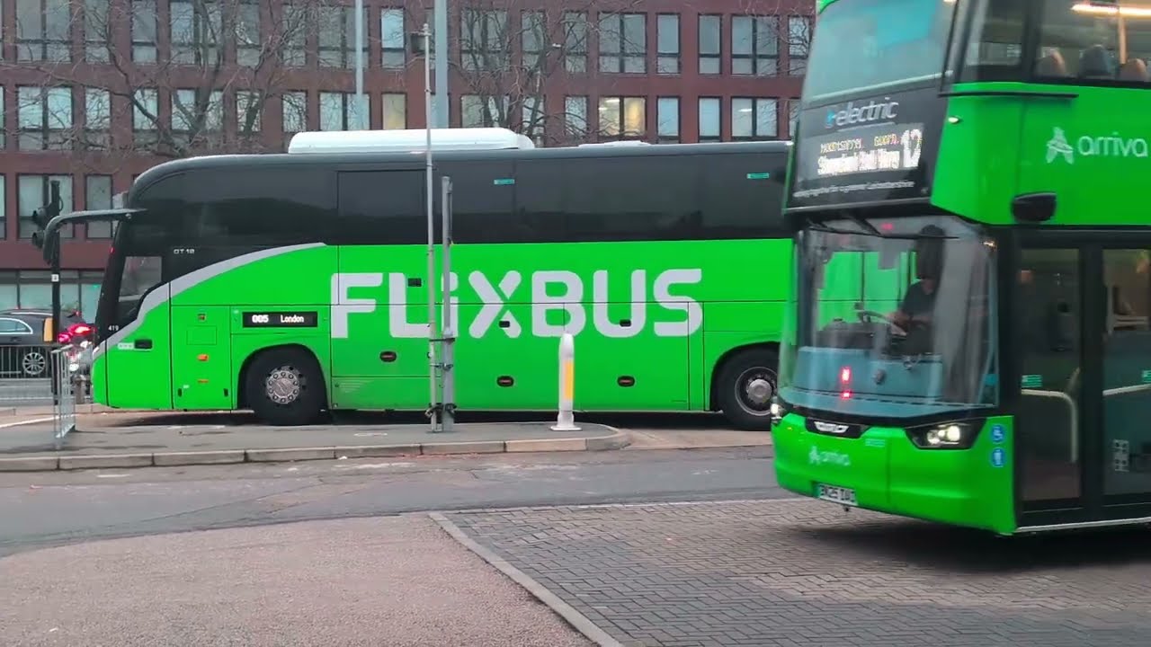 Buses And Coaches At Leicester Bus Station (4K) 