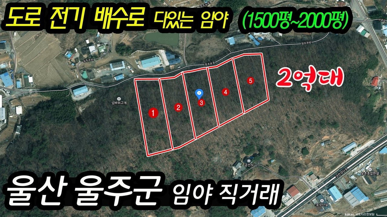 (직거래) 도심 2억대 자연녹지 임야 직거래매물 울산시 울주군 도로 전기 배수로 있는 직거래 임야매매