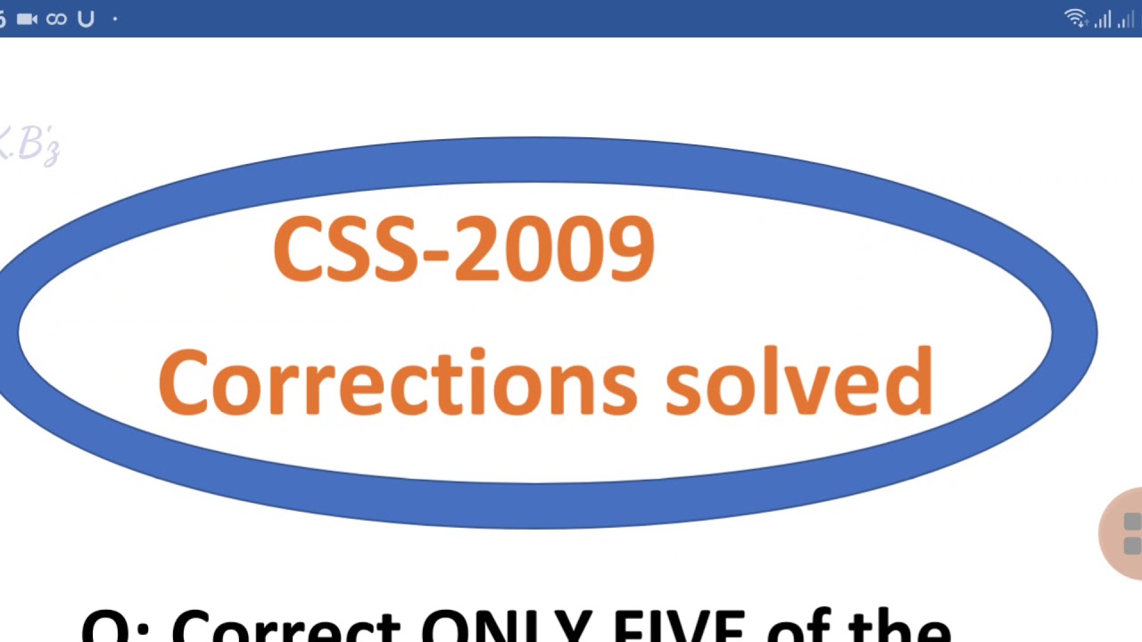 #CSS #PMS #Onepaperexams CSS 2009 Correction CSS pastpapers