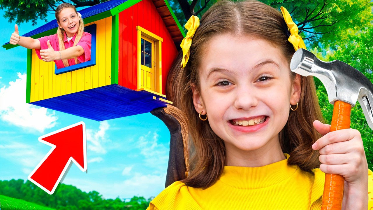 Eva and Kids build a Giant Lego House