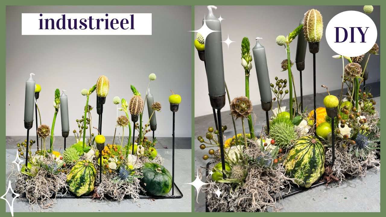 Industrieel langwerpig herfstbloemstuk 🌼🍁 | Cursus Bloemschikken #187 | Carlein Tukkers