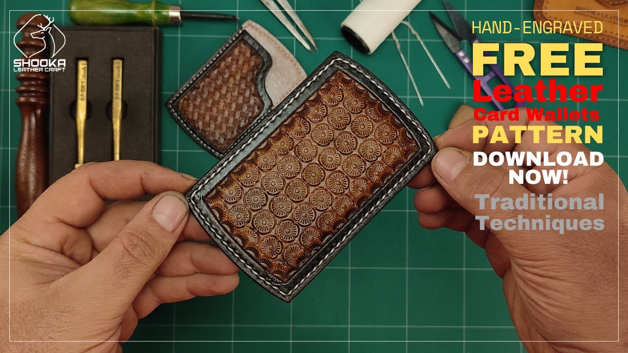 Hand-Engraved Leather Card Wallets | Traditional Vegetable-Tanned Leather & Bias Stitch Tutorial