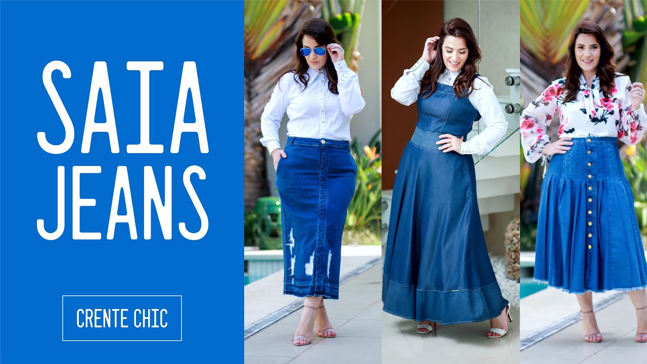 ROUPA EVANGÉLICA LOOKS COM SAIA JEANS | Crente Chic