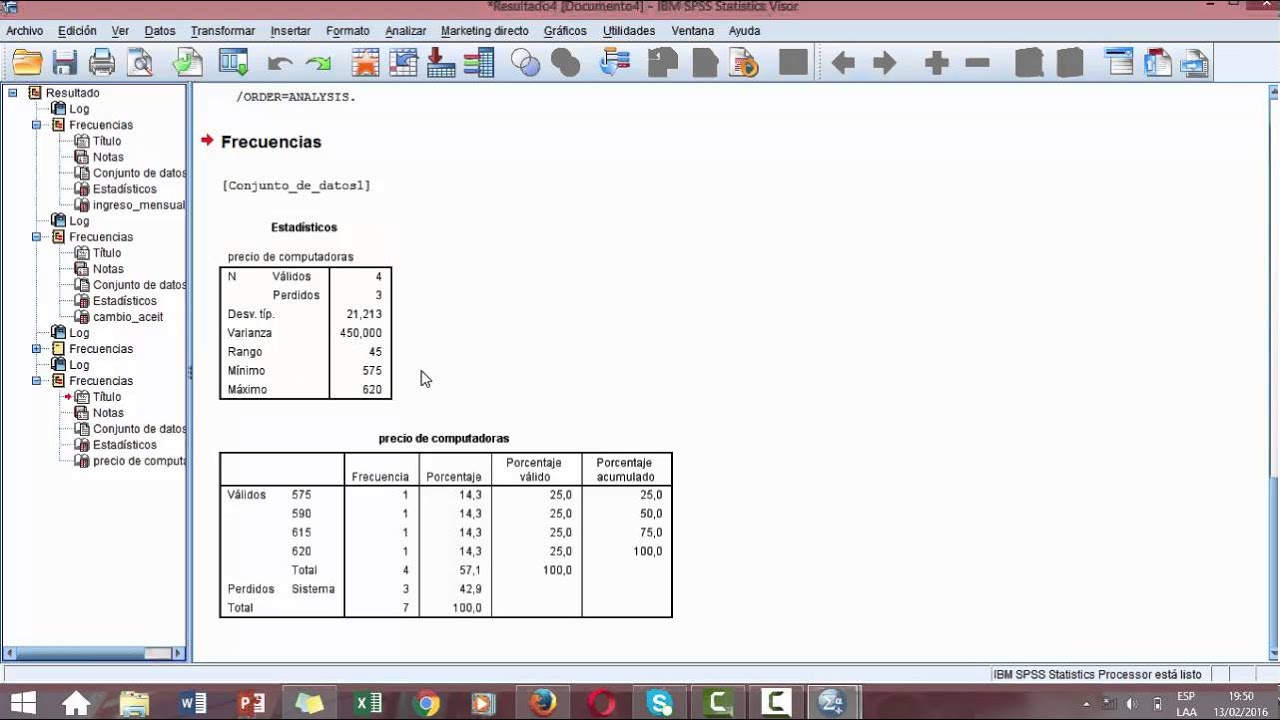 ejercicios estadisticos en el programa spss