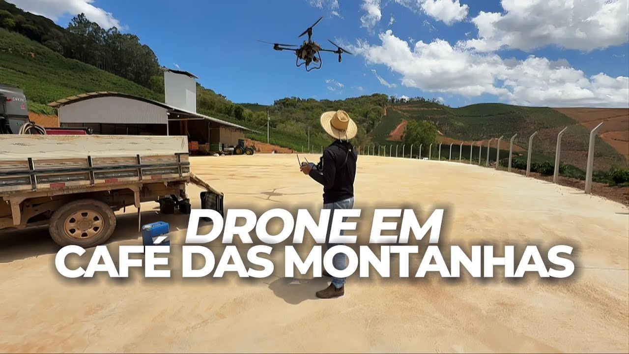 Rotina de pulverização com Drone em café das montanhas