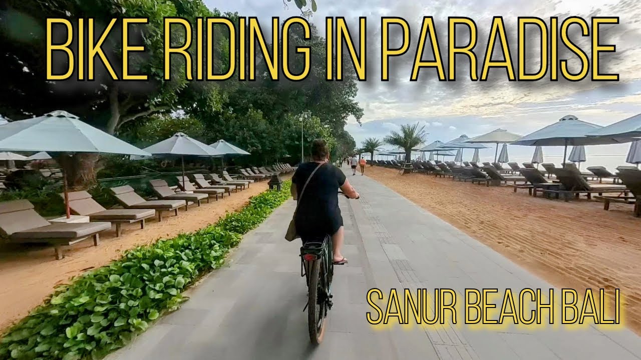 Riding a bike on the Sanur Beach Path in Bali Indonesia