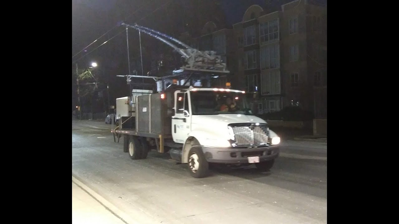 Translink - Trolley wire de-icing truck in action