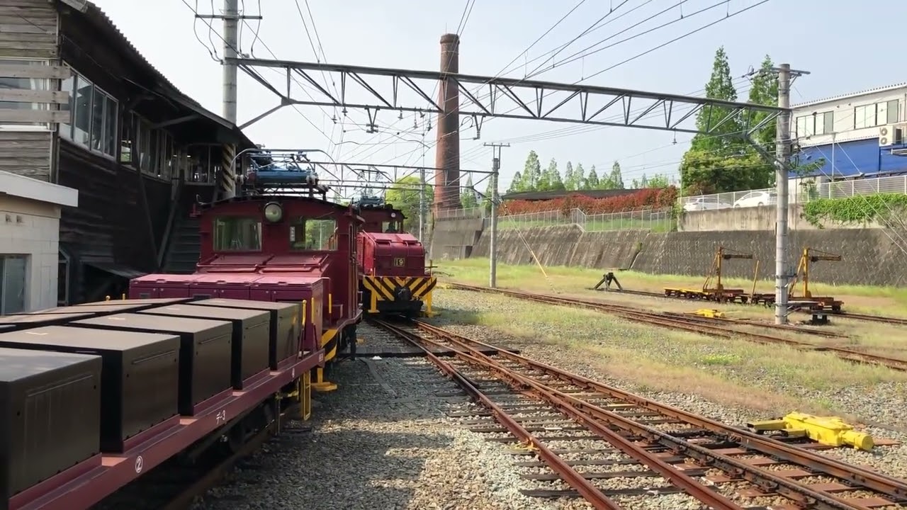 炭鉱電車19号　原料満載タンクを迎えに仮屋川操車場へ単機で出発