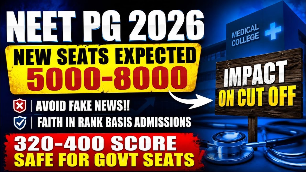NEET PG 2026 Cut Off Likely Drop:5000-8000 New Seats HopeI Faith In Rank Basis Admissions#neetpg2026