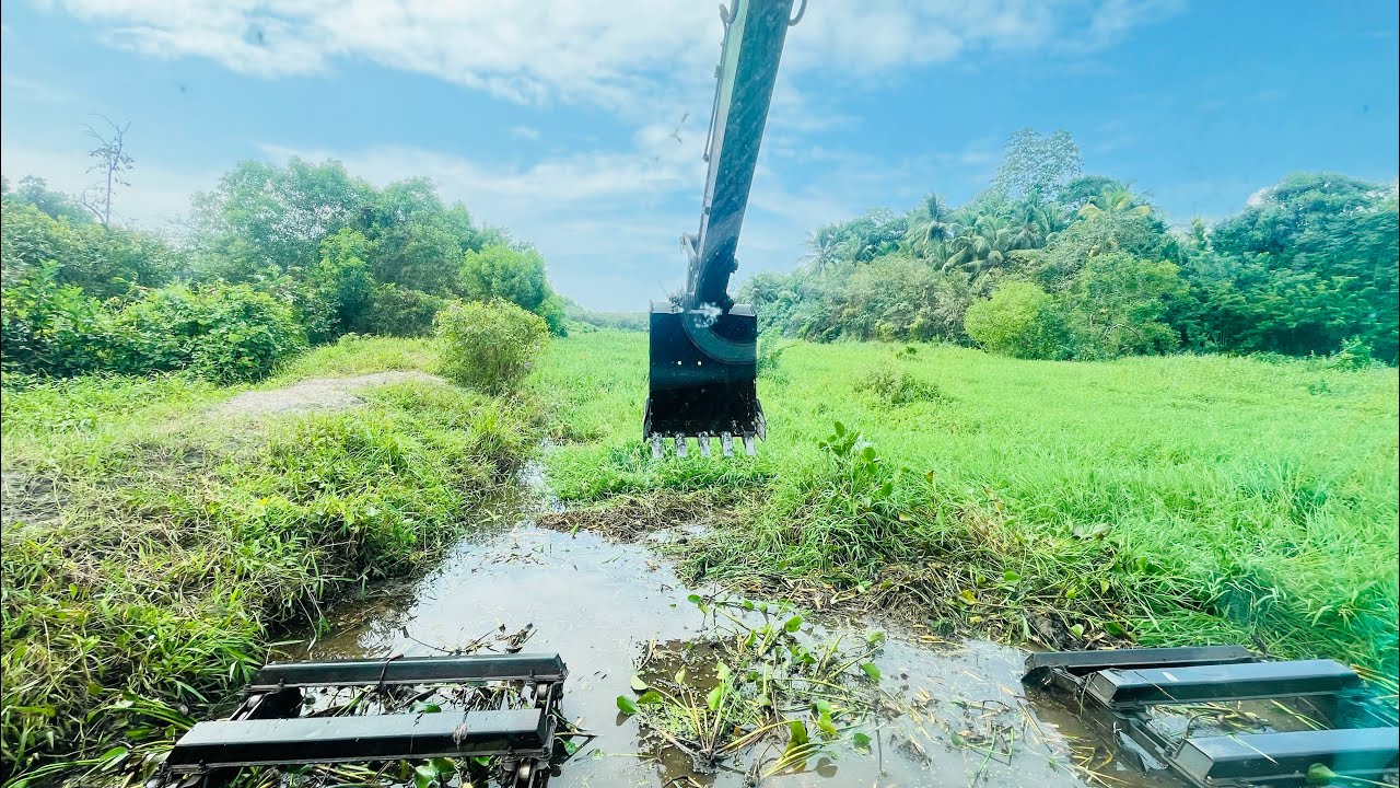 First Day Cleaning the River with the Amphibious Excavator | Powerful Machine in Action