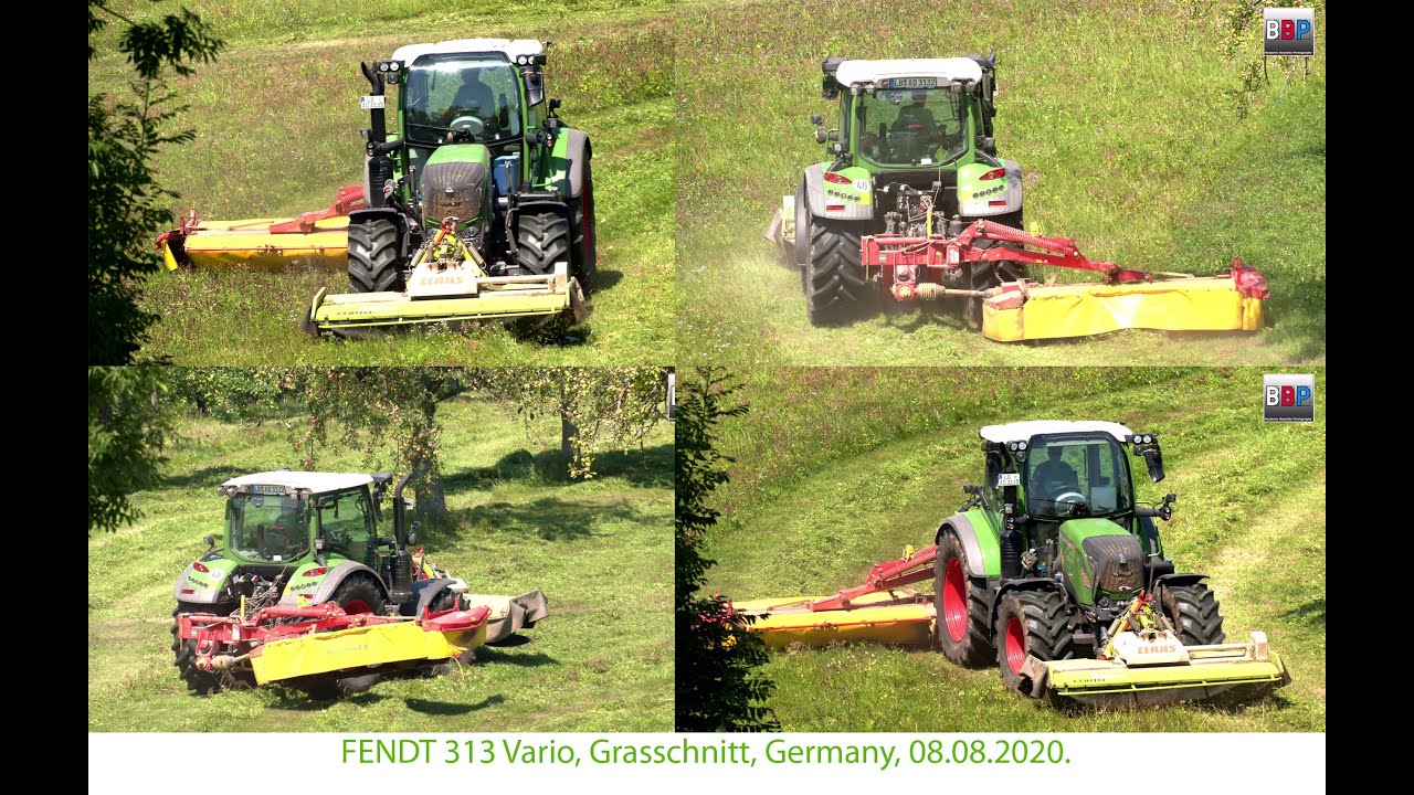 FENDT 313 Vario, Grasschnitt / Mowing for Silage, Germany, 08.08.2020.