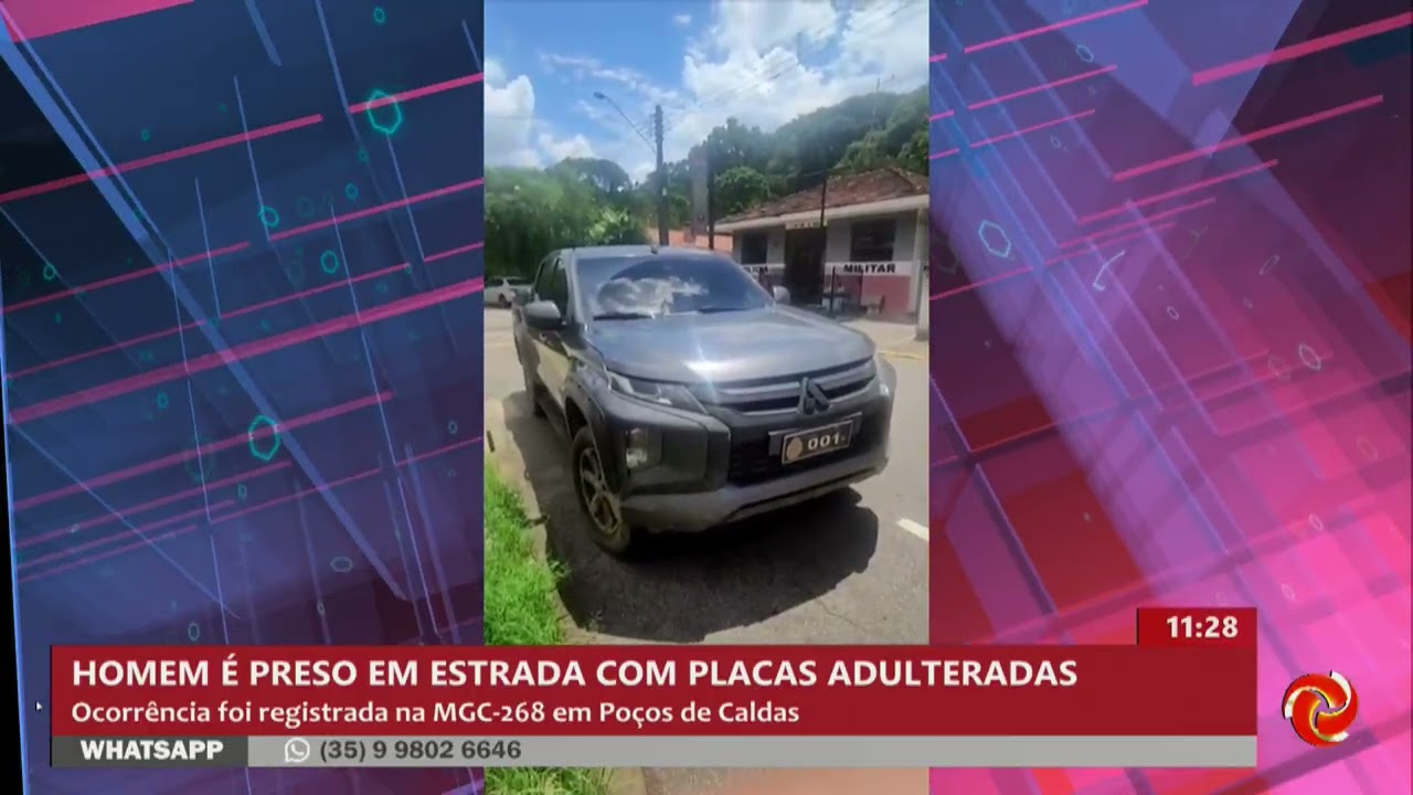 Homem é preso em carro com placas adulteradas em Poços de Caldas