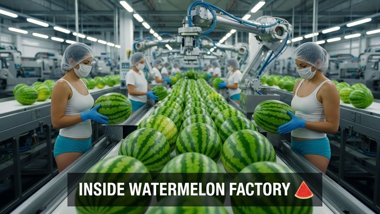 Inside a High-Tech Watermelon Processing Plant | Food Factory 4K