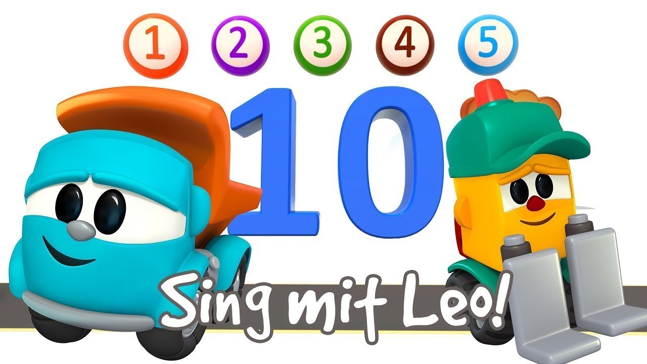 Zahlen lernen mit Leo dem Lastwagen. Cartoon auf Deutsch. Kinderlied