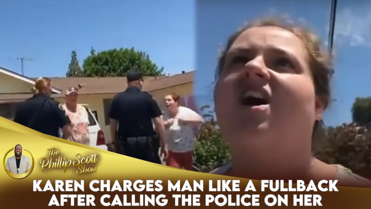 Karen Charges Man Like A Fullback After Calling The Police On Her