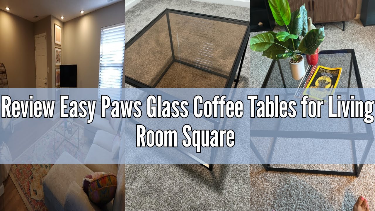 Review Easy Paws Glass Coffee Tables for Living Room Square Modern Center Table for Small Space,Temp