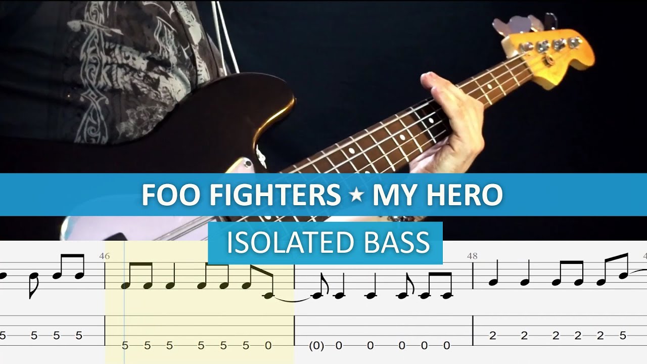 [isolated bass] Foo Fighters - My Hero / bass cover / playalong with TAB