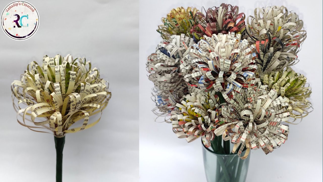 Best out of waste newspaper flower | Newspaper flower making