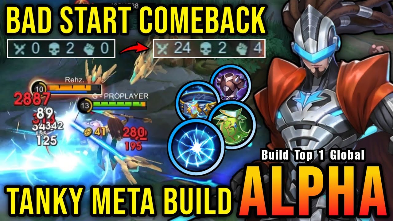 24 Kills!! Tank META Build Alpha Comeback From a Bad Start!! - Build Top 1 Global Alpha ~ MLBB