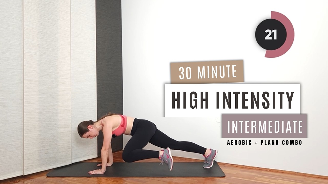 Intermediate Full Body HIIT Workout | Aerobic + Plank Combo